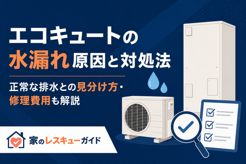 エコキュートの水漏れ原因と対処法、正常な排水との見分け方・修理費用も解説のアイキャッチ画像