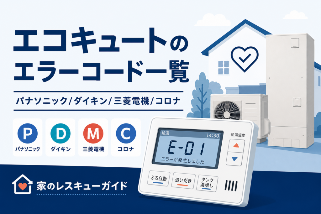 エコキュートのエラーコード一覧(パナソニック/ダイキン/三菱電機/コロナ)のアイキャッチ