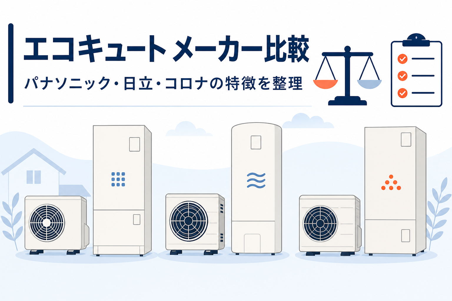 エコキュートのメーカー比較(パナソニック・日立・コロナ)アイキャッチ画像