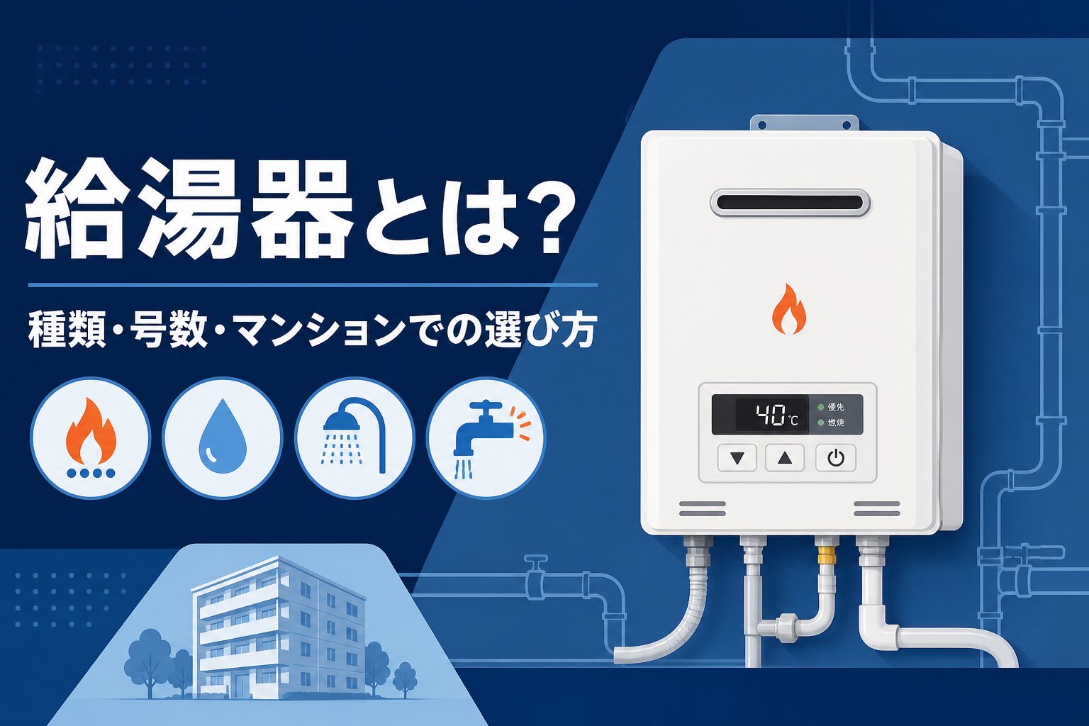 給湯器とは？種類・号数・マンションでの選び方を解説するアイキャッチ画像